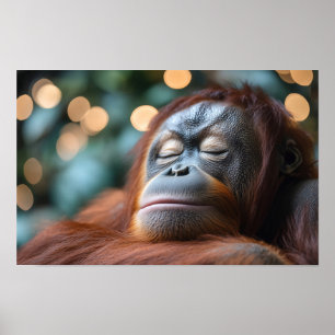 Poster Portrait d'orang-outan sauvage se relaxant 