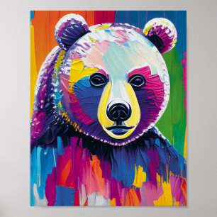 Poster Portrait d'ours coloré