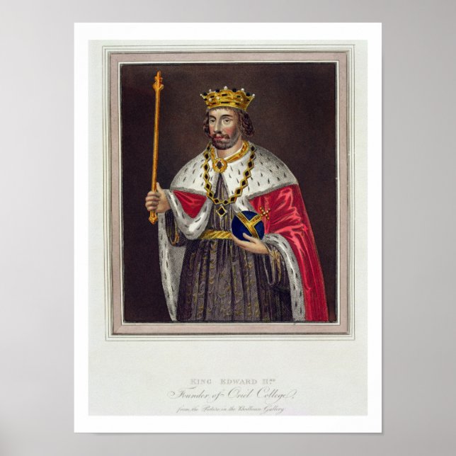 Poster Portrait du roi Edward II (1284-1327) Fondateur de (Devant)