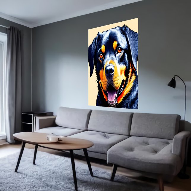 Poster Portrait d'un cool Rottweiler | Art AI (Créateur téléchargé)