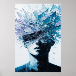 Poster Portrait d'un esprit brisé - Explosion de cristal