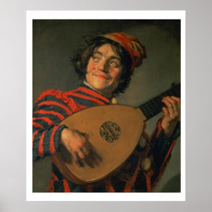 Poster Portrait d'un farceur avec un luth (huile sur la