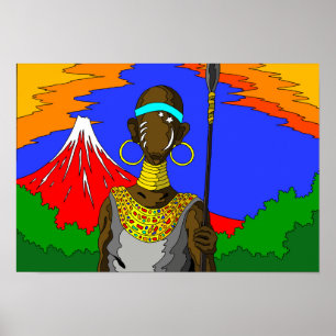 Poster Portrait d'un guerrier vivant sur la terre.