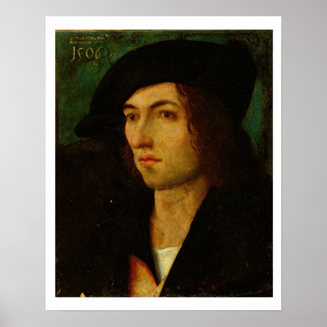 Poster Portrait d'un homme, 1506 (huile sur panneau) (Devant)