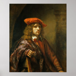 Poster Portrait d'un jeune homme dans un casquette rouge