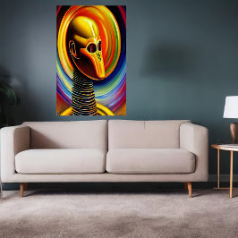 Poster Portrait d'un robot jaune cool | Art AI