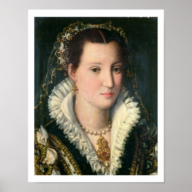 Poster Portrait d'une dame (huile sur panneau) 2 (Devant)
