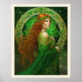 Poster Portrait d'une femme en Shamrock Vert & Or