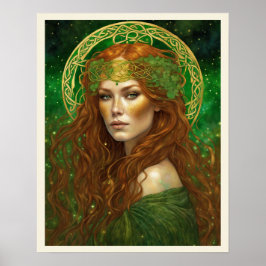 Poster Portrait d'une femme en vert Shamrock