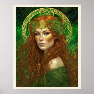 Poster Portrait d'une femme en vert Shamrock