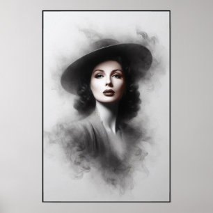 Poster Portrait d'une femme mystérieuse des années 1940