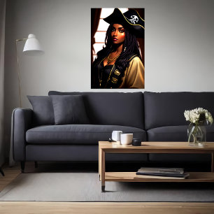 Poster Portrait d'une femme noire africaine pirate   Art 