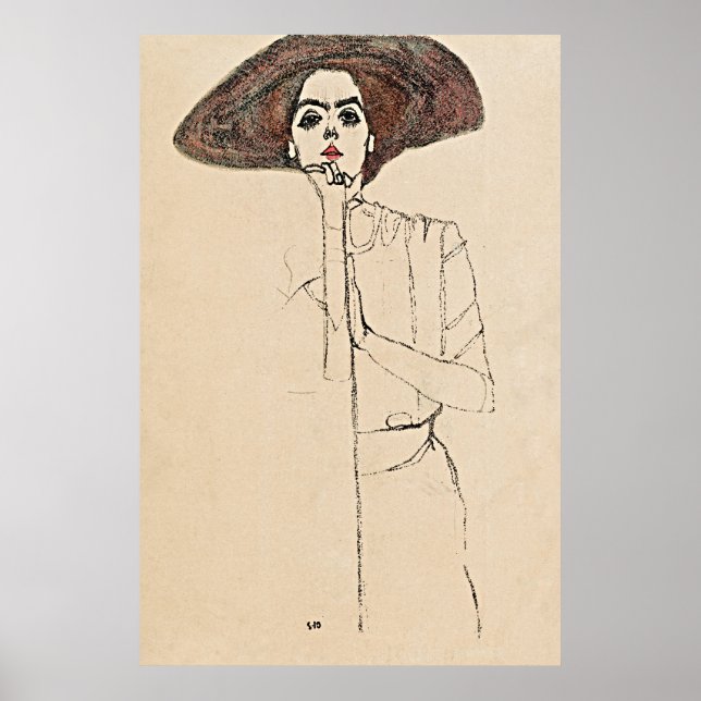 Poster Portrait d'une femme par Egon Schiele - (Devant)