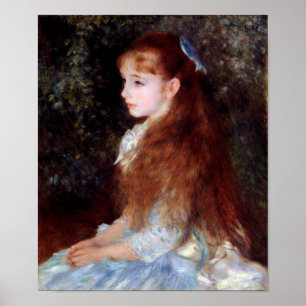 Poster Portrait d'une fille au ruban bleu, Renoir