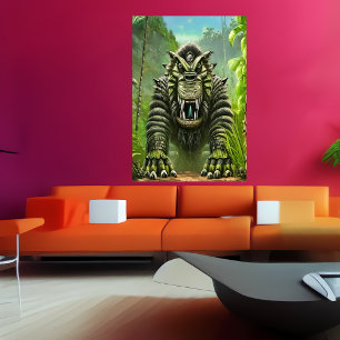 Poster Portrait d'une grande bête d'imaginaire AI Art P