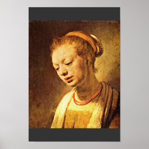 Poster Portrait D'Une Jeune Fille Par Rembrandt Harmensz.