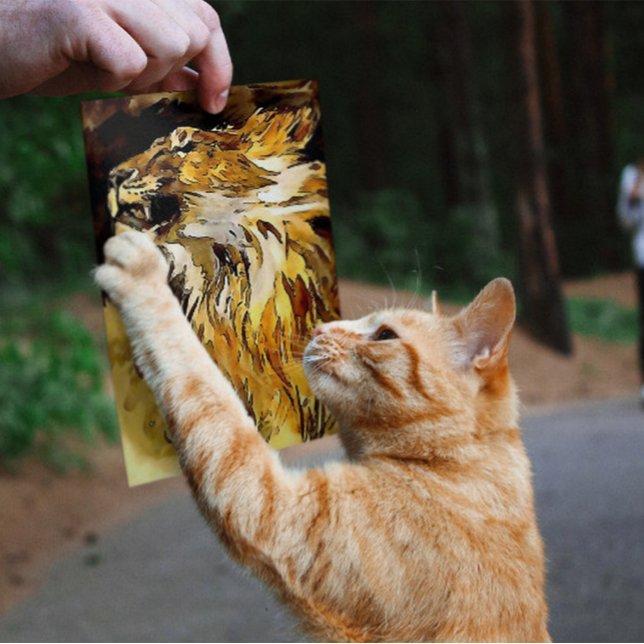 Poster Portrait D'Une Peinture Lion Acrylique (Créateur téléchargé)