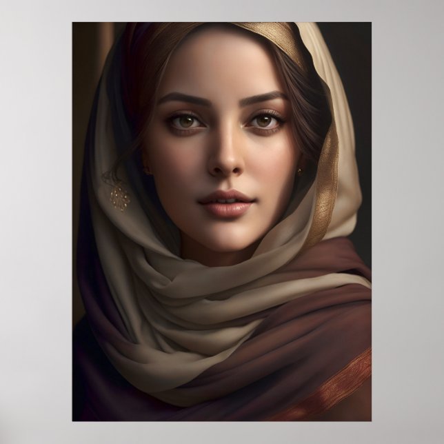 Poster Portrait élégant de la femme Art de l'IA (Devant)