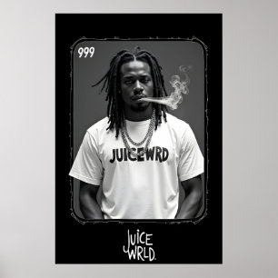 Poster Portrait en noir et blanc d'un rappeur masculin fu