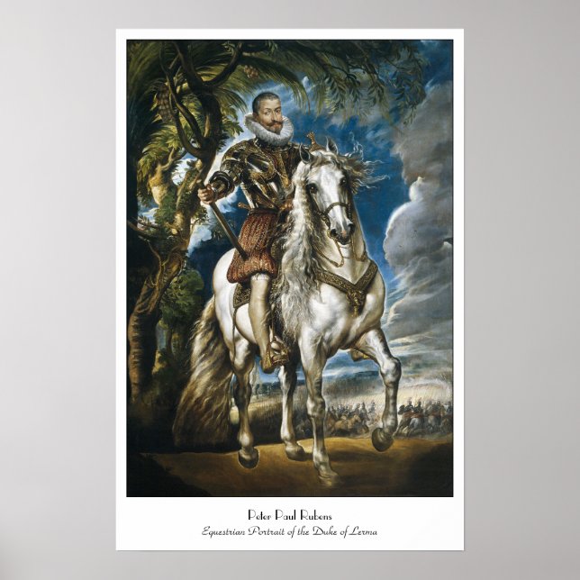 Poster Portrait équestre du duc de Lerma Rubens (Devant)
