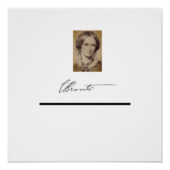 Poster Portrait et signature de Charlotte Brontë (Devant)