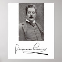 Portrait et signature de Giacomo Puccini