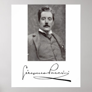 Poster Portrait et signature de Giacomo Puccini