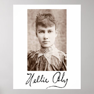Poster Portrait et signature de Nellie Bly