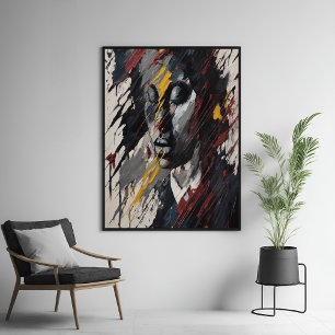 Poster Portrait expressionniste Abstrait audacieux Art mo