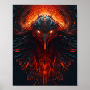 Poster Portrait frontal d'un Imaginaire Aliens Bird avec 