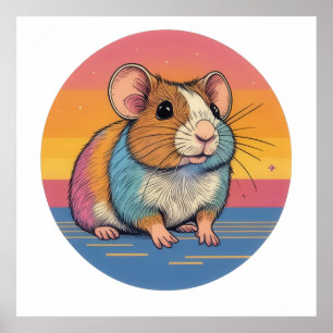 Poster Portrait Hamster Vibrant
