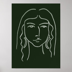 Poster Portrait malachite avec cheveux longs