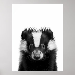 Poster Portrait Moderne de Bois de Mouffette noir blanc