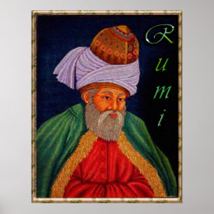 Poster Portrait mystique soufi de Mevlana - Rumi