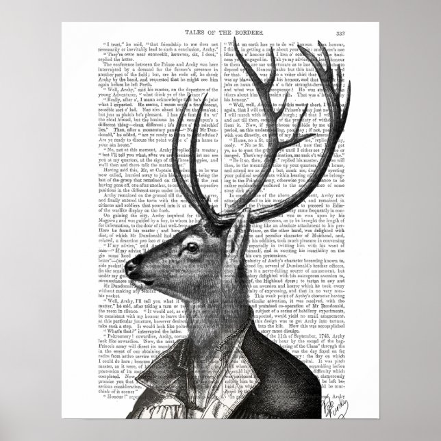 Poster Portrait noir et blanc de cerfs (Devant)