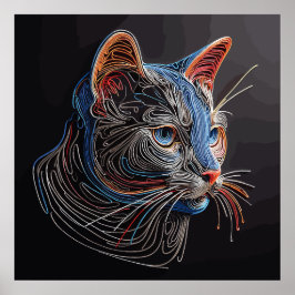 Poster Portrait Of A Cat's Face - AI généré