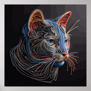 Poster Portrait Of A Cat's Face - AI généré