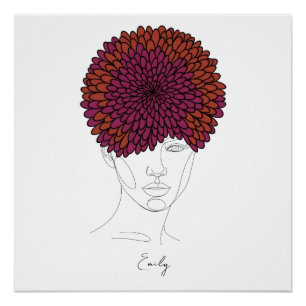 Poster Portrait personnalisé de la fleur de naissance de