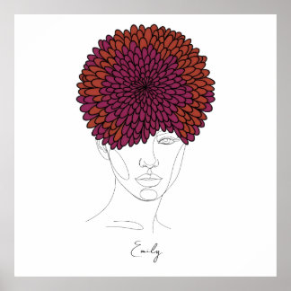 Poster Portrait personnalisé de la fleur de naissance de