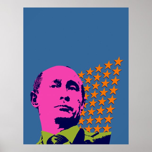 Poster Portrait Pop Art de Poutine rose (Devant)
