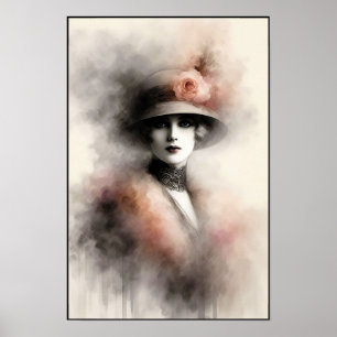 Poster Portrait Rétro Brumeux d'Élégance