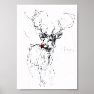 Poster Portrait Rudolf à nez rouge délicat