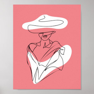 Poster Portrait tendance Lady Line-Art