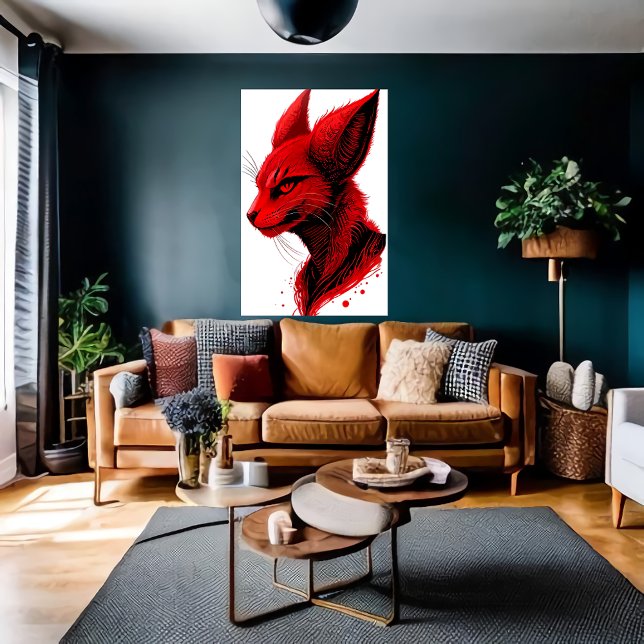 Poster Portrait tête de chat rouge | Art AI (Créateur téléchargé)