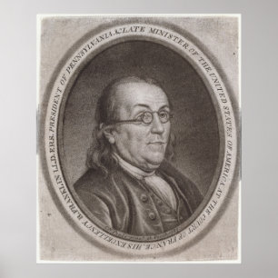 Poster Portrait vintage de Ben Franklin (1787)