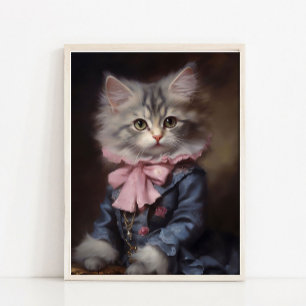 Poster Portrait vintage de chaton, Portrait d'animal vict