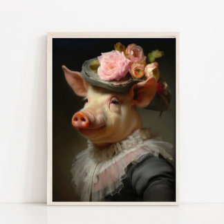 Poster Portrait vintage de truie, Portrait d'animal victo