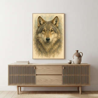 Poster Portrait Wolf aquarelle