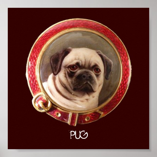 Poster PORTRAITS DE CHIEN MINIATURE VICTORIENS Carlin (Devant)
