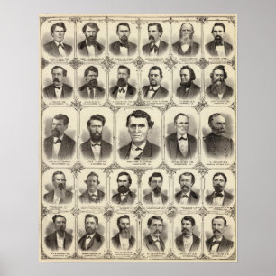 Poster Portraits de John C Hall et prof. JW Bradshaw